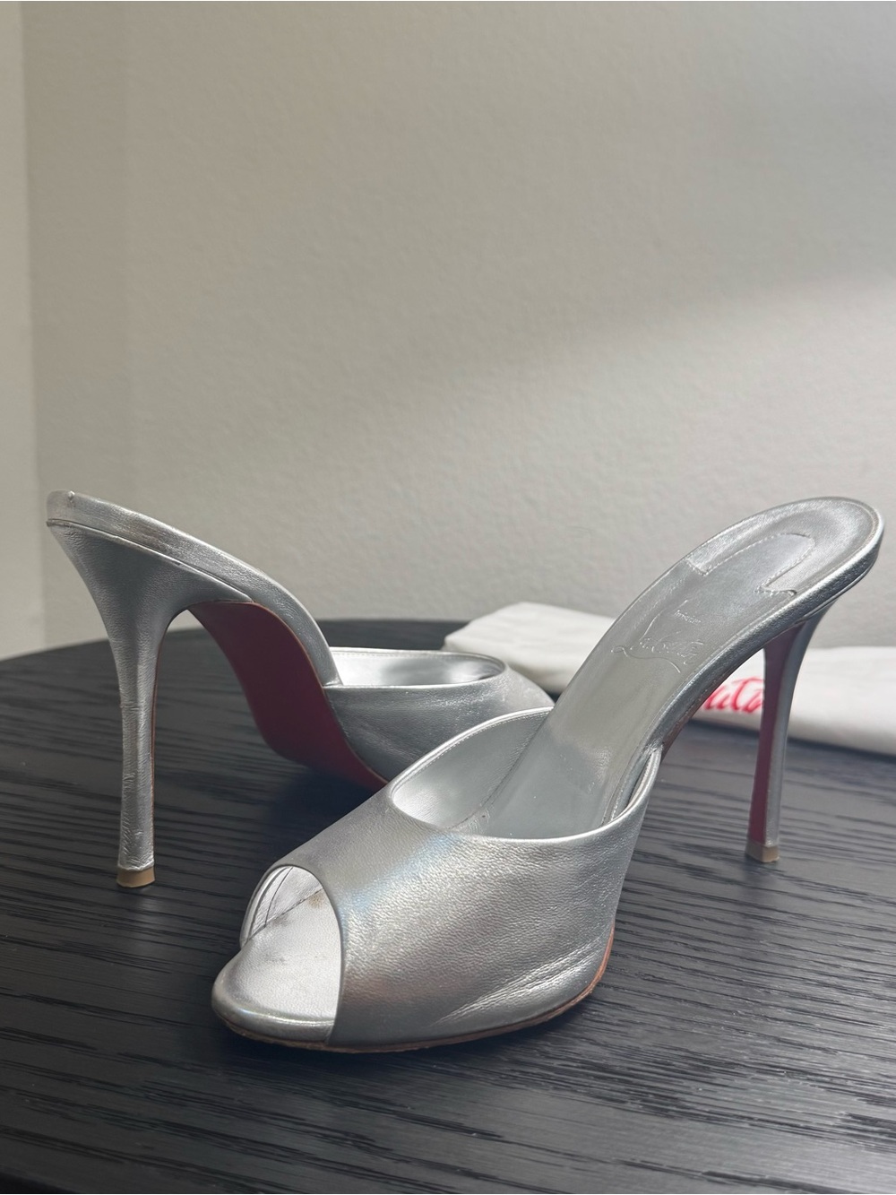 Christian Louboutin Me Dolly 100 Sandals Leather Silver 39 - Picture 6 of 10